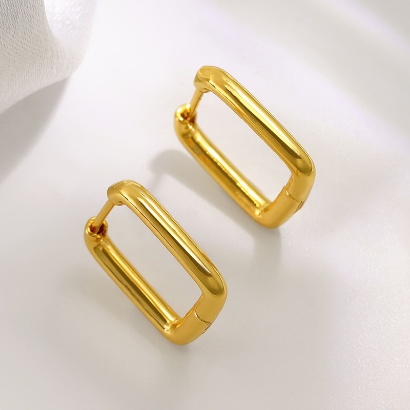 Women's Square Stainless Steel Earrings, Elegant Aesthetic